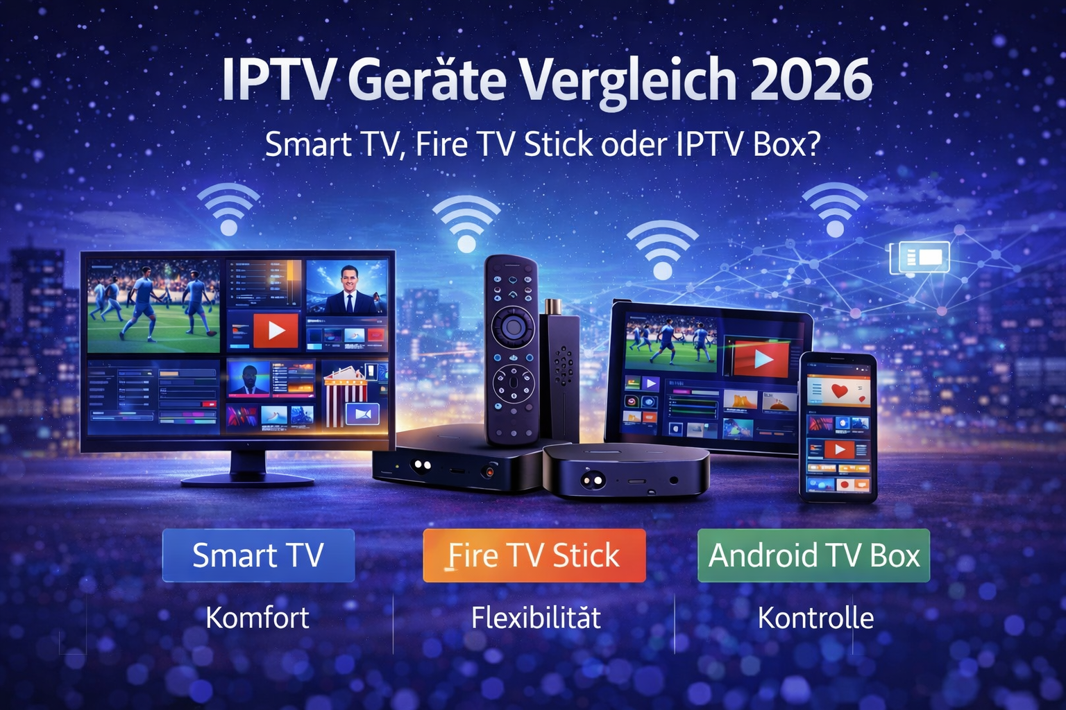 IPTV Geräte Vergleich 2026 mit Smart TV, Fire TV Stick und Android TV Box