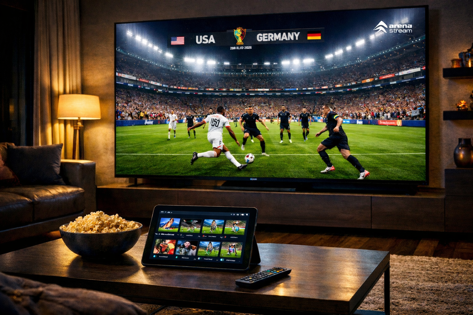Arena Stream IPTV Live-Übertragung der WM 2026 in 4K Qualität auf einem Smart TV